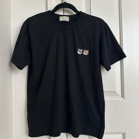 Maison Kitsuné Double Embroidered Fox Head Patch T-Shirt Black Size M Authentic